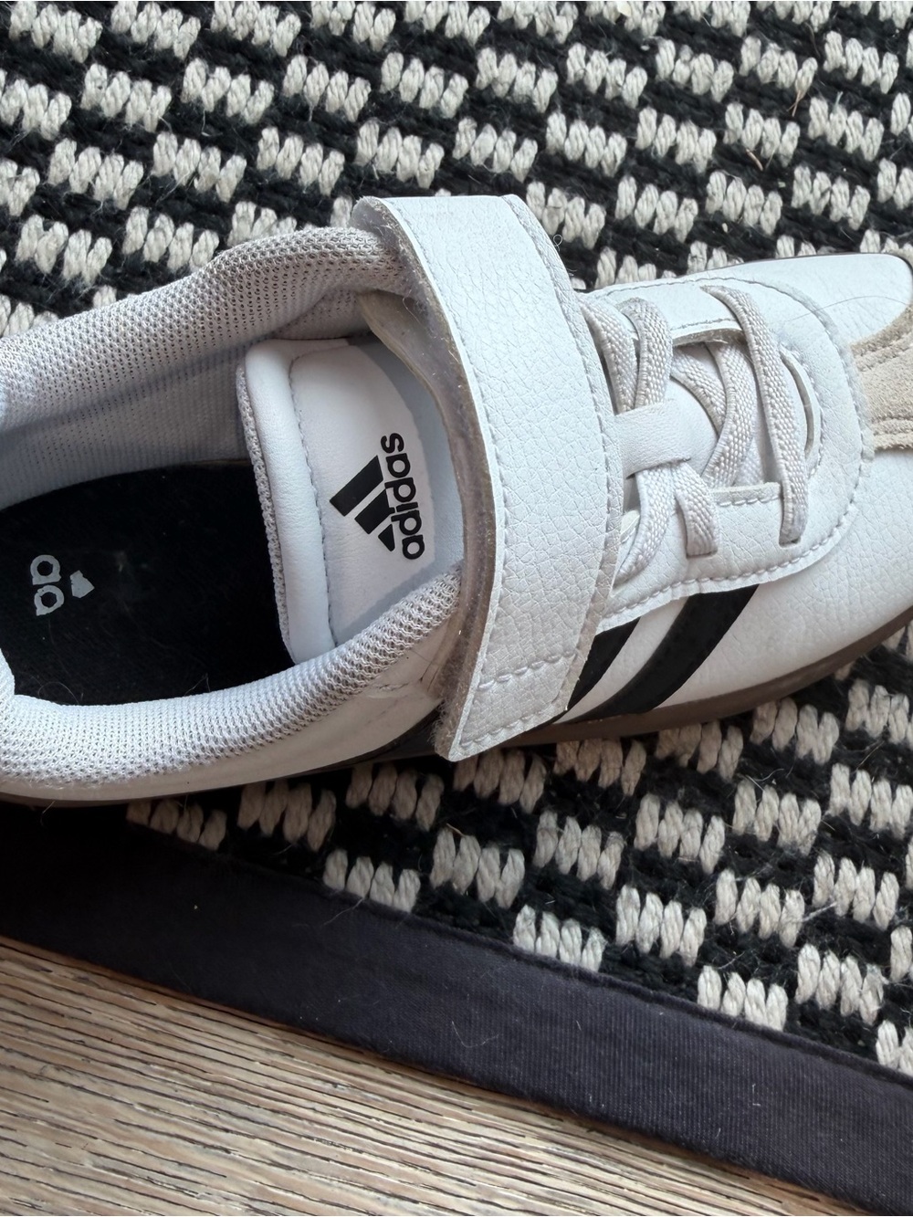 adidas VL Court 3.0 Kids White and Black Velcro Strap Sneaker size 13.5 Kids